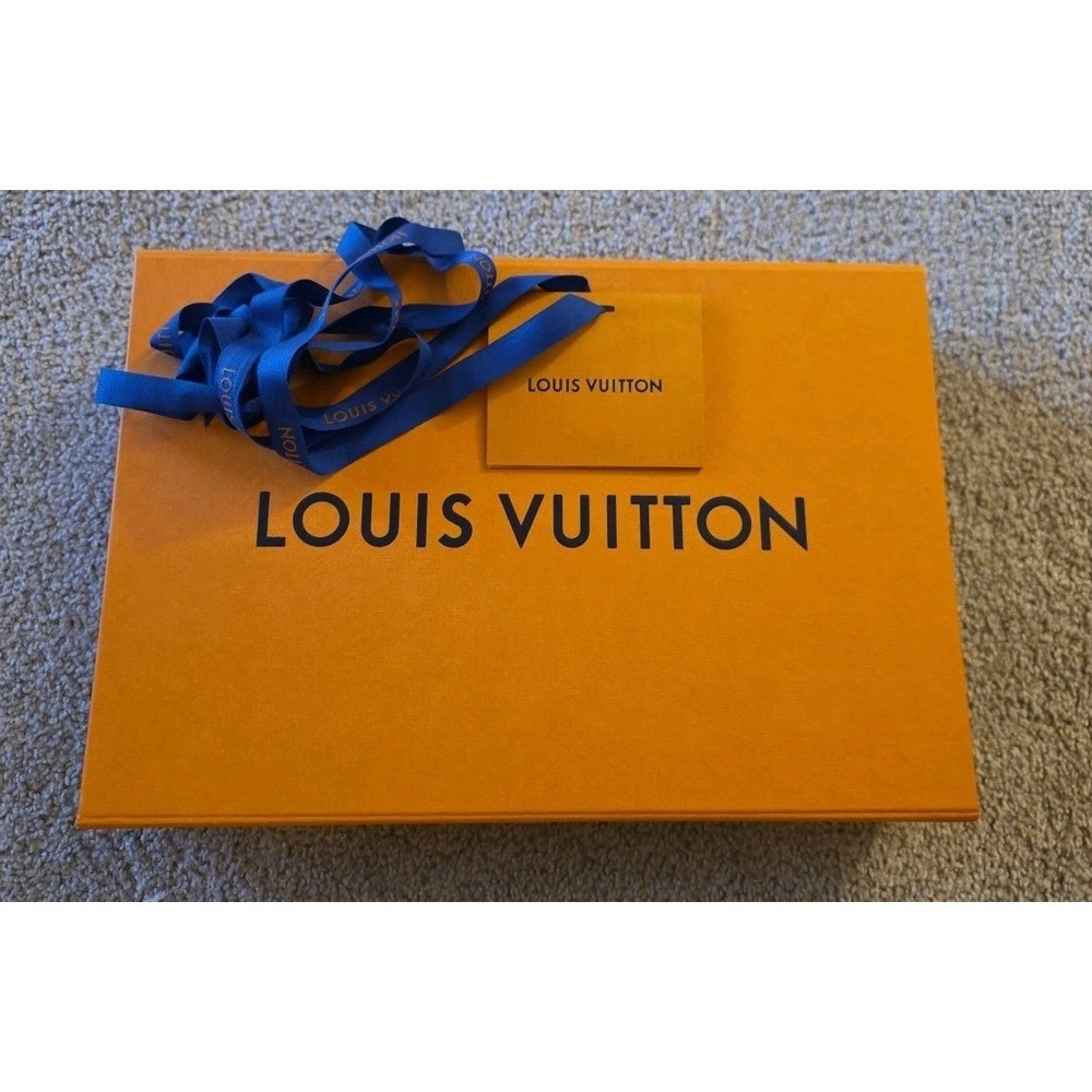 Louis Vuitton Empty Magnetic  Gift Box  Orange Blue Ribbon Tissue Paper Card‎